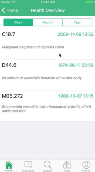 Medical history mobile app